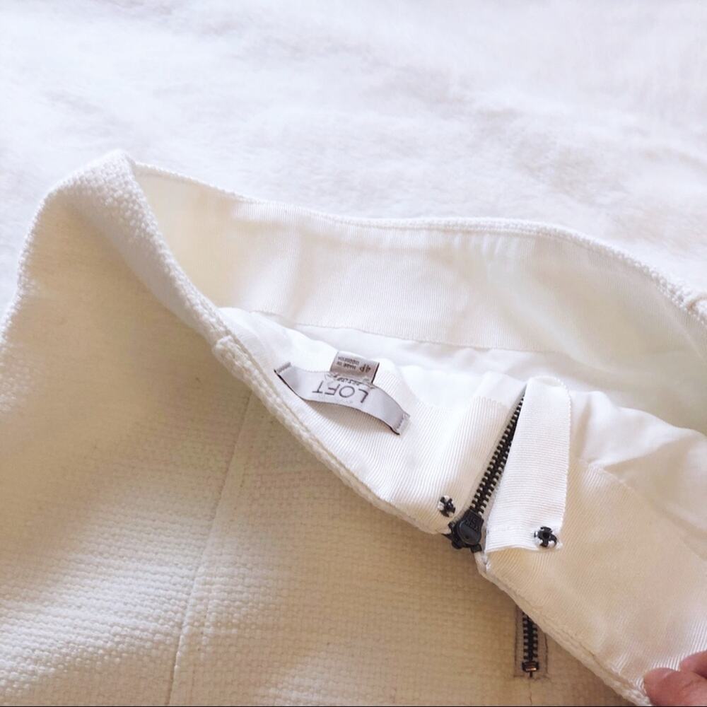 LOFT White Mini Pencil Zip Skirt - Picture 8 of 9